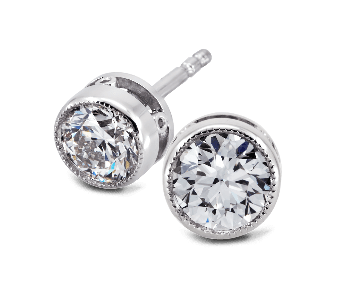 Round Bezel Set Stud Earrings