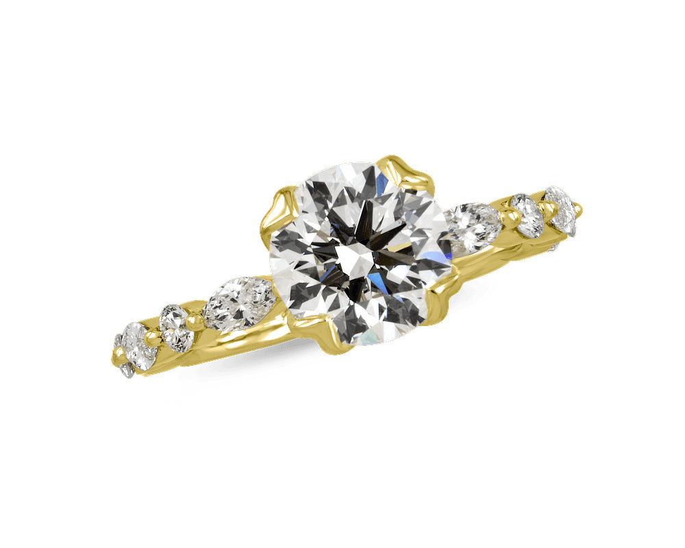Round Lotus Solitaire with Prong Set Band