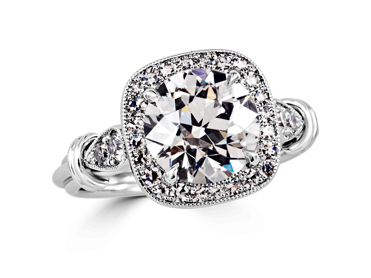 Vintage Cushion Halo Ring