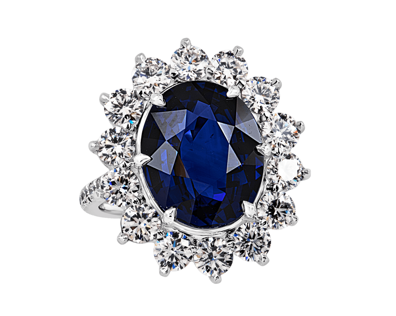 Vintage Oval Sapphire Cluster Halo