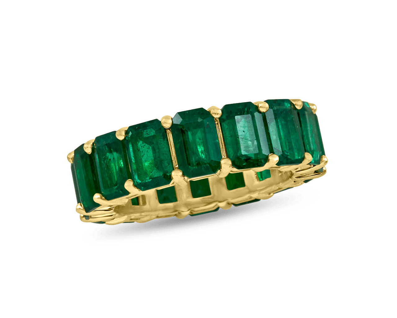 Emerald Shared Prong Eternity Band