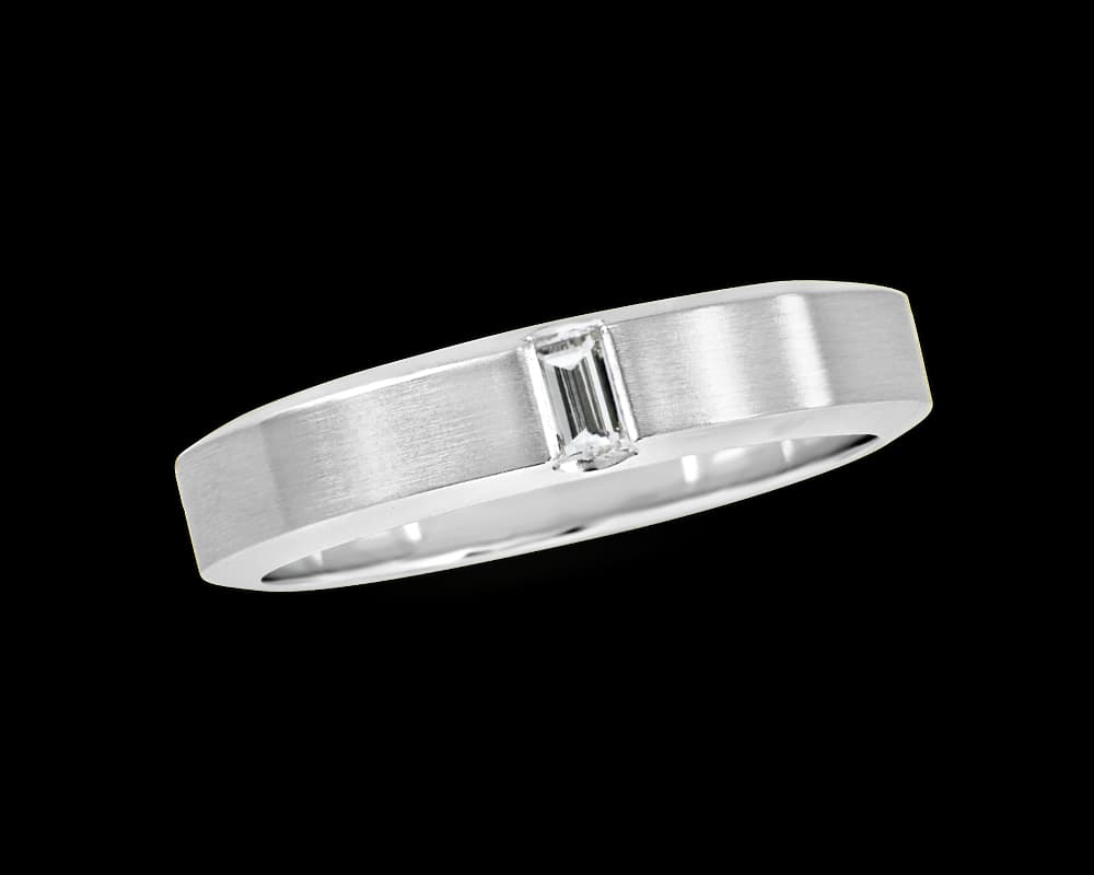 Mens 5mm Baguette Diamond Band