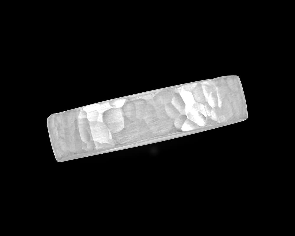 Mens 5mm Wedding Band with Hammer Finish