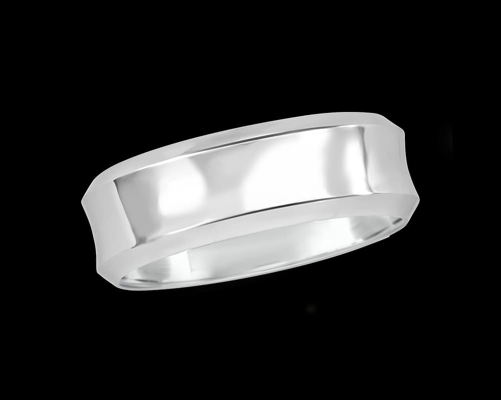 Mens 7mm Concave Band with Beveled Edge