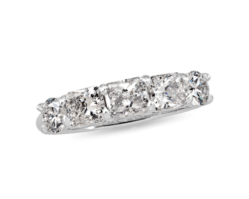 Radiant and Round Five Stone Band