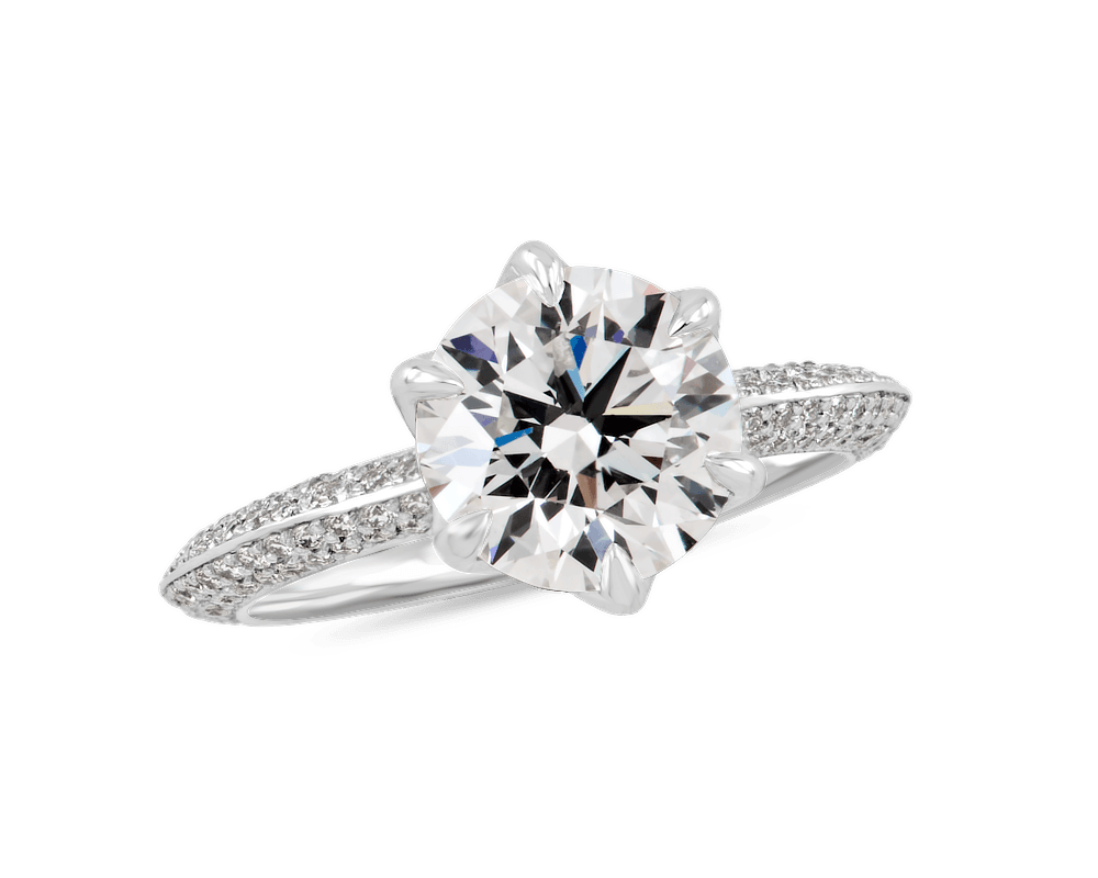 Pave Knife Edge Solitaire with Lotus Head