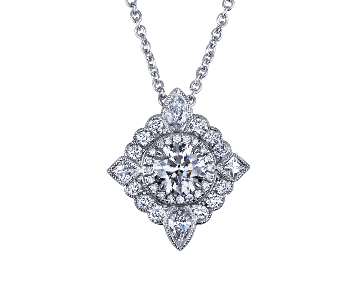 Halo Pedant with Pear and French Cut Diamonds