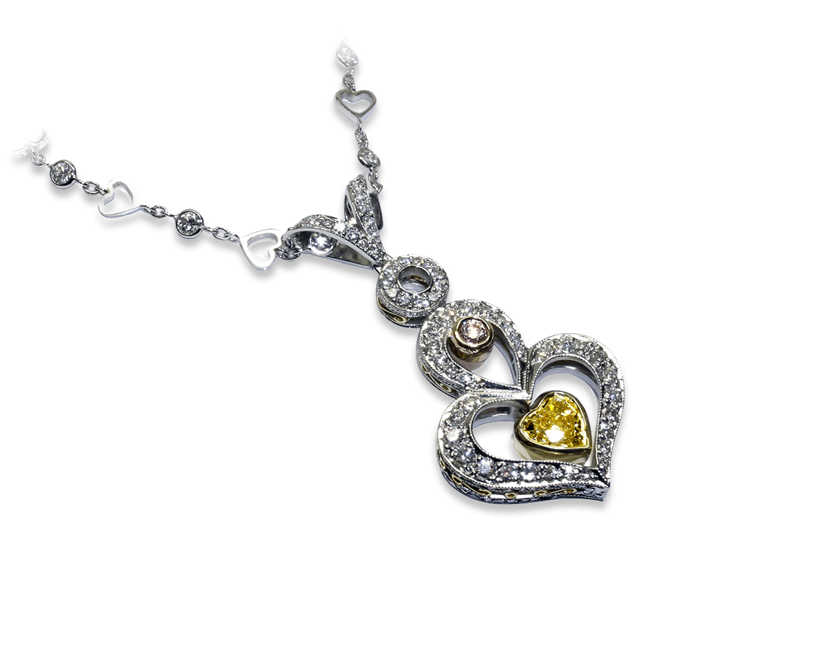 Fancy Colored Diamond Heart Pendant