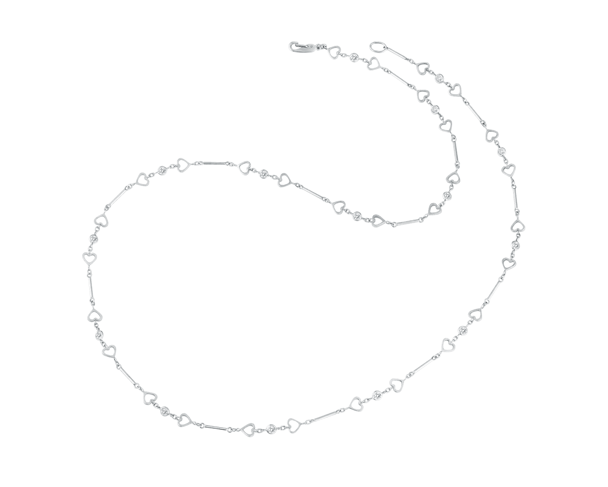 Heart Shaped and Wire Round Diamond Chain