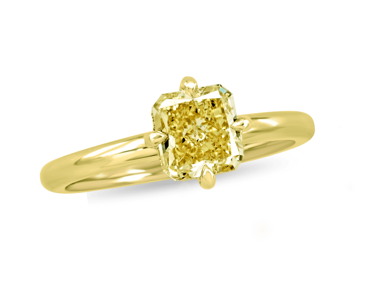 Fancy Intense Yellow Compass Prong Solitaire Ring