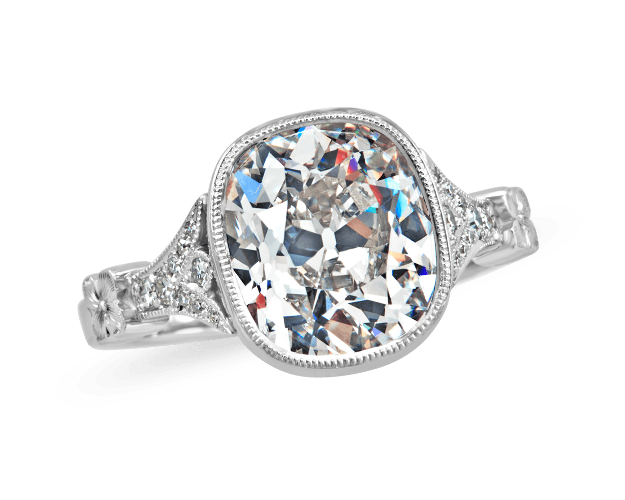 The Lillian Bezel Solitaire with Petal Split Band