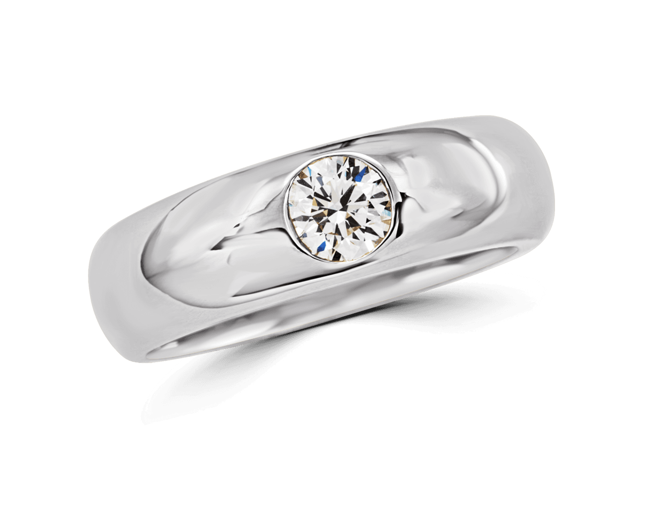 Mens Wedding Band with a Single Round Diamond