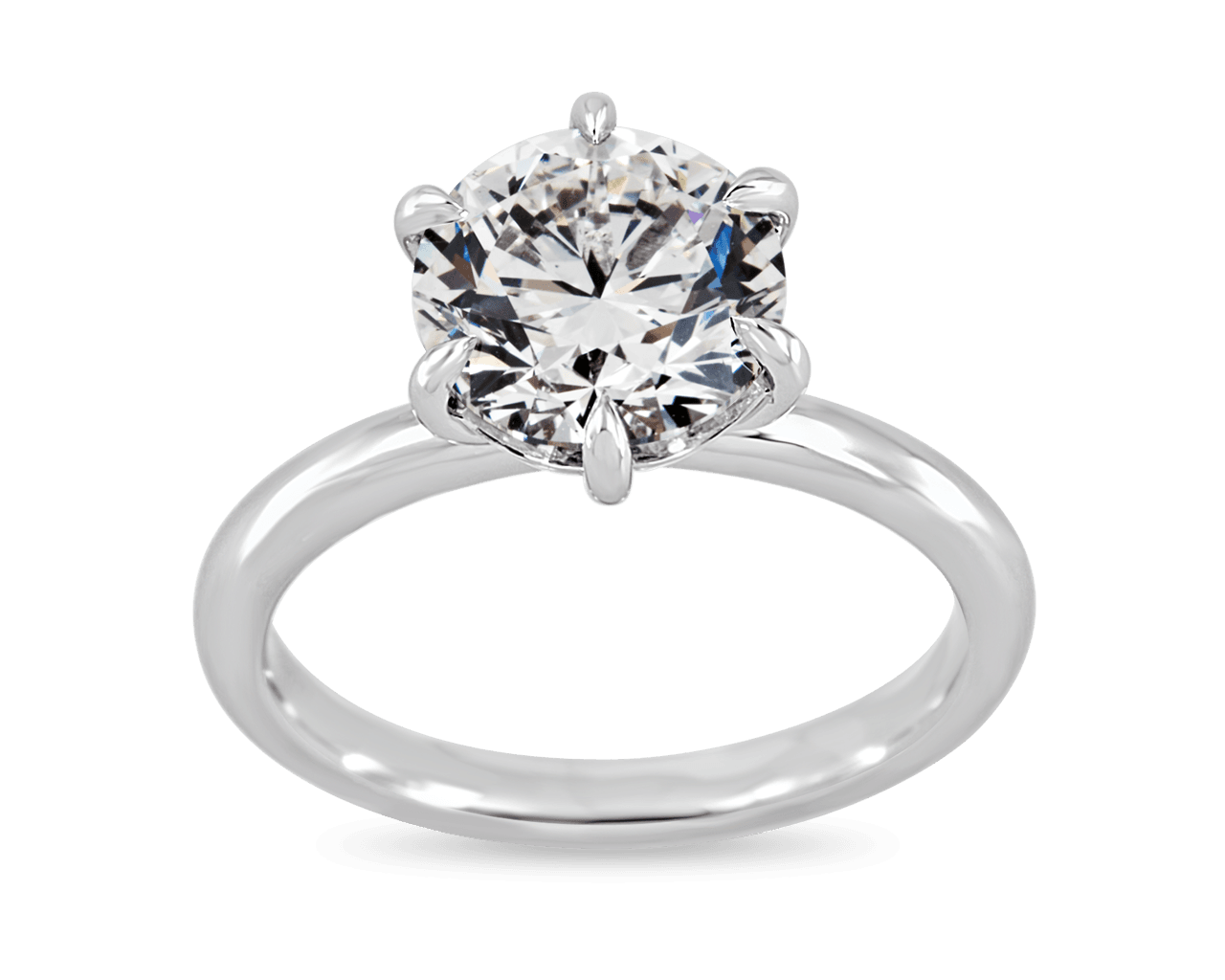 Six Prong Solitaire with Scalloped Basket